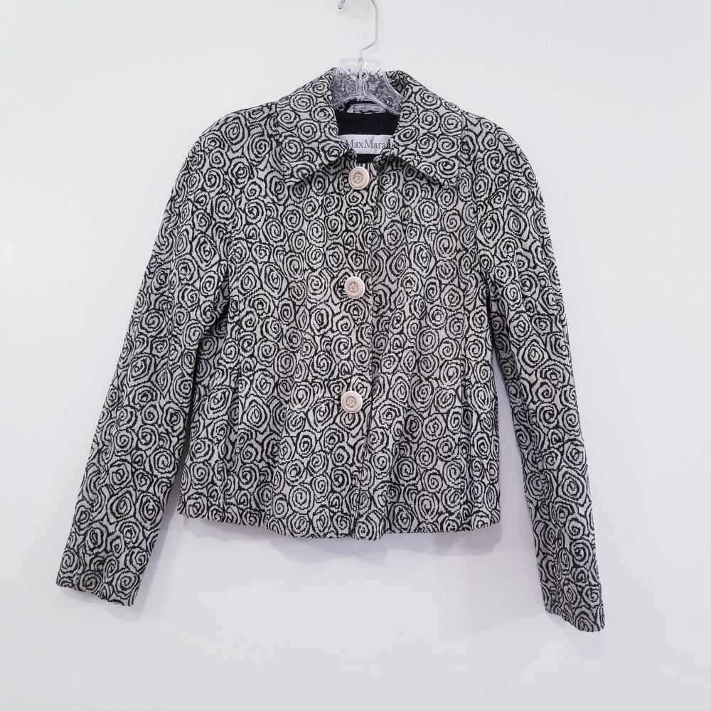 MaxMara Black & White Swirl Pattern Jacket